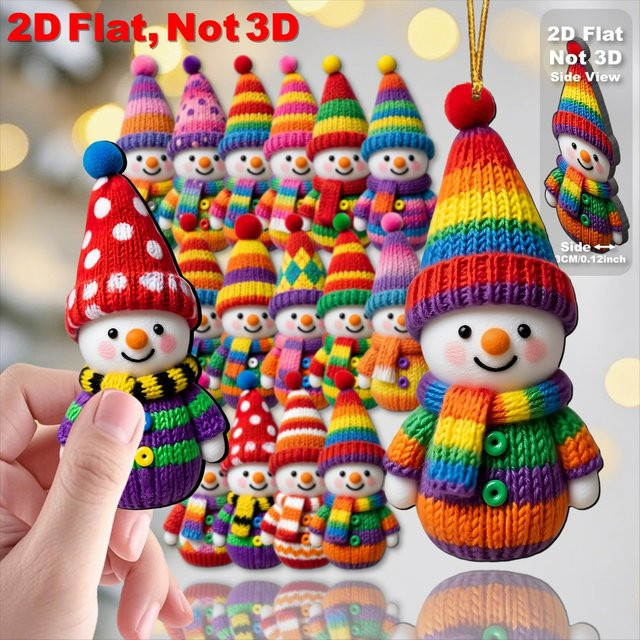 DUTRIEUX 16er Set bunte Schneemann Holzornamente als hängende Weihnachtsbaumdekoration - Bild 1
