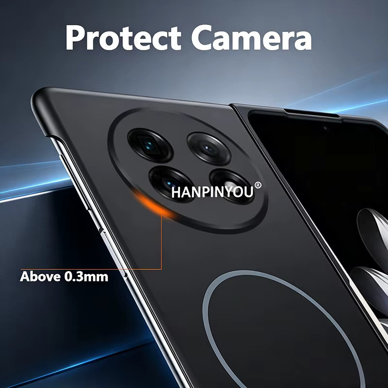 Ultradünne Magnetische Flüssig-PC-Hartschalen-Handyhülle mit Kameraschutz für OPPO Find N6, Find N5 und Find N3 in Schwarz und Grau - Bild 1