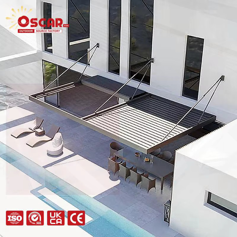 Bioklimatische Pergola von QWC aus Aluminiumlegierung mit verstellbarem Dach, wasserdichter Sonnenschutz für deinen Garten, B/T: 3 x 4 m - Bild 3