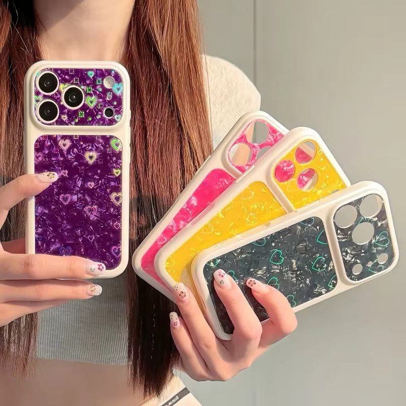 FCLOVERS Stoßfeste Handyhülle mit Sieben-Farben-Liebes-Flash-Muster für iPhone 14, 15, 16 und 17 Pro Max in Multicolour - Bild 2