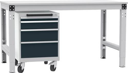 Manuflex BASETEC mobiler Schubfachschrank TP1143.7016 aus Stahl in Anthrazit mit 4 Schubfächern und 500 mm Nutzhöhe - Bild 1