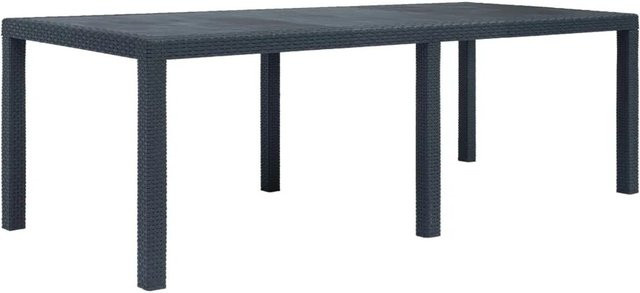 vidaXL Gartentisch in Anthrazit mit Rattan-Optik aus Kunststoff, B/T/H: 220 x 90 x 72 cm - Bild 1