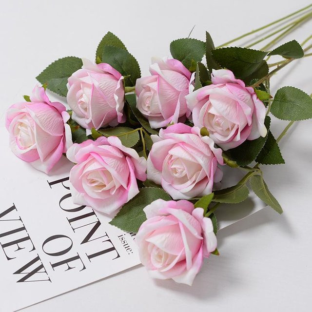 Künstliche Rosen Zweige in Grau für Hochzeiten und Dekoration, 3 Stück - Bild 1
