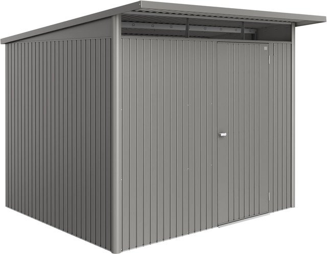 Biohort Metall-Gerätehaus AvantGarde ECO A6 in Quarzgrau-Metallic mit Standardtür und integriertem Ordnungssystem - Bild 1