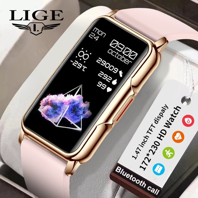 LIGE Smart Band Fitness-Armband in Pink mit EKG, Herzfrequenzmessung, Schlafmonitor und Bluetooth-Anruffunktion für Damen und Herren - Bild 1
