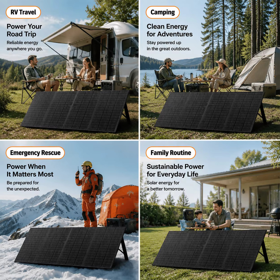 CHUBAN Tragbares Solarpanel Set 400W Faltbares Wasserdichtes Solarladegerät in Schwarz - Bild 5