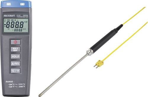 Voltcraft K102 + TP 208 Temperatur-Messgerät mit Fühler-Typ K in Grau - Bild 1