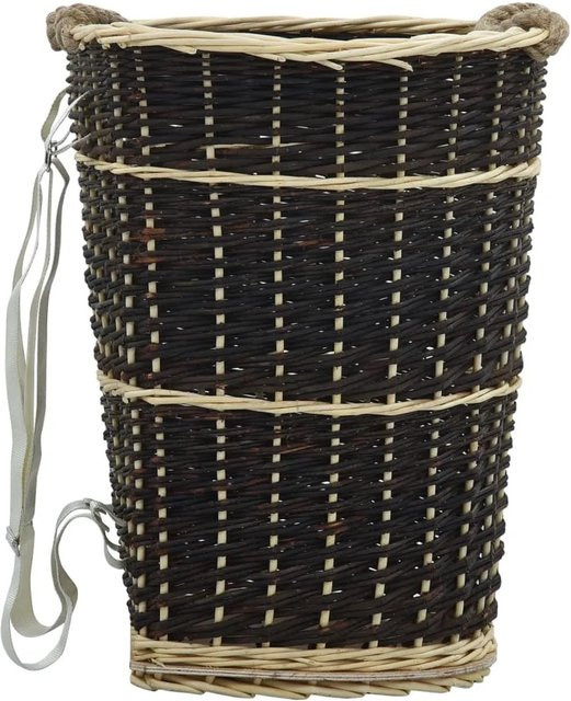 vidaXL Holzkorb aus Rattan in Braun mit Trageriemen, B/T/H: 50 x 44 x 58 cm - Bild 1