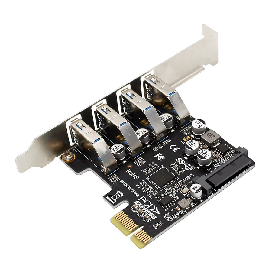 VODOOL PCIe USB 3.0 Erweiterungskarte mit 4 Ports, USB Expansion Card in Schwarz - Bild 2