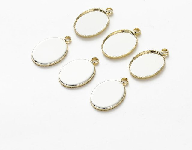 Anhängerbasis Cabochon, vergoldet, 12 x 16mm, Damen - Bild 1