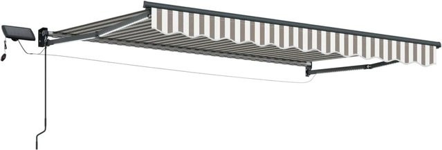 vidaXL Manuelle Gelenkarmmarkise mit LED-Beleuchtung in Hellgrau und Weiß aus Polyester und Stahl, B/T/H: 242 x 228 x 0 cm - Bild 1