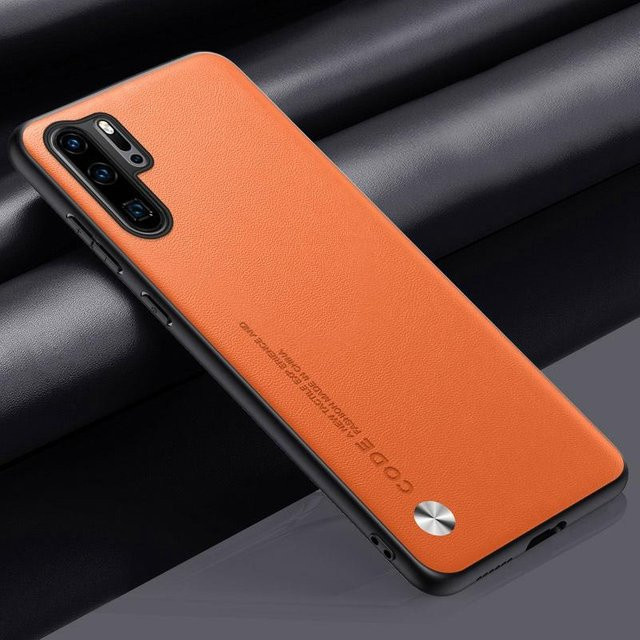 Handyhülle aus PU-Leder für Huawei P30 Pro und Huawei P30 in Orange mit mattem Silikon-Vollschutz - Bild 1