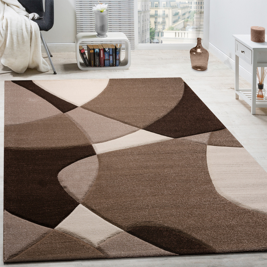 Moderner Teppich Diamora in Braun mit geometrischem High-Low-Effekt, Breite: 80 cm, Tiefe: 300 cm - Bild 3