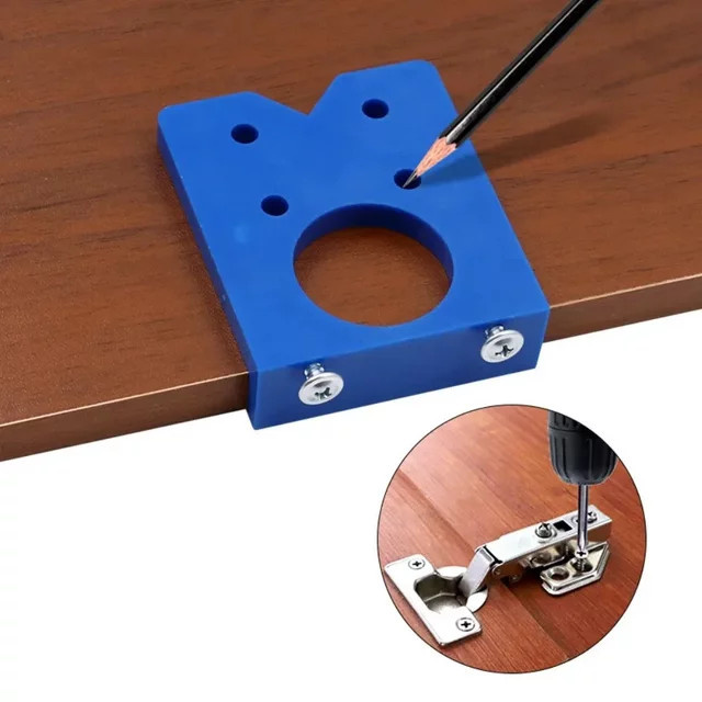 Skeyo Bohrvorlage für 35 mm Scharniere aus Kunststoff in Blau und Multicolor zur Installation von Scharnieren an Holzmöbeln und Schränken - Bild 1