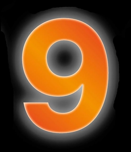 Conacord Reflektierende Klebezahl 9 in Orange, Durchmesser: 8 cm - Bild 1