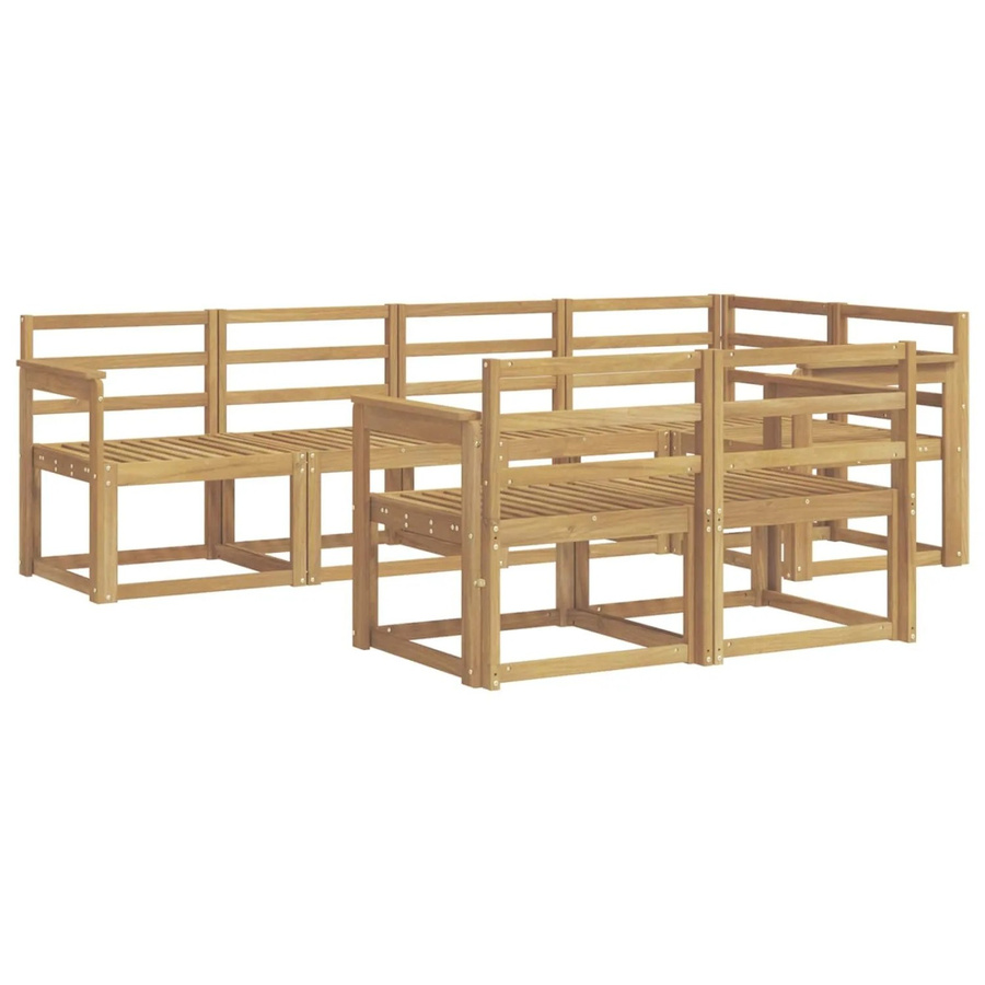 vidaXL Outdoor-Sofagarnitur 7-teilig aus Massivholz Akazie in Weiß, L-Form mit Ecksofa und Armlehnen - Bild 2