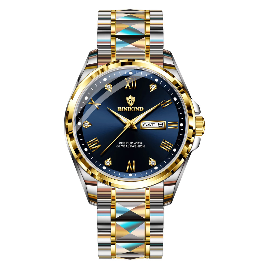 BINBOND Armbanduhr Quarz, Edelstahl, Blau, Herren - Bild 7