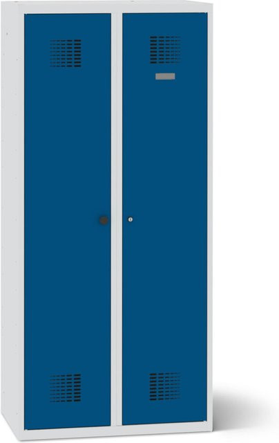rotstahl Bekleidungsschrank mit 1 Abteil und 5 Fächern in Dunkelblau und Lichtgrau, B/T/H: 60 x 50 x 180 cm - Bild 1