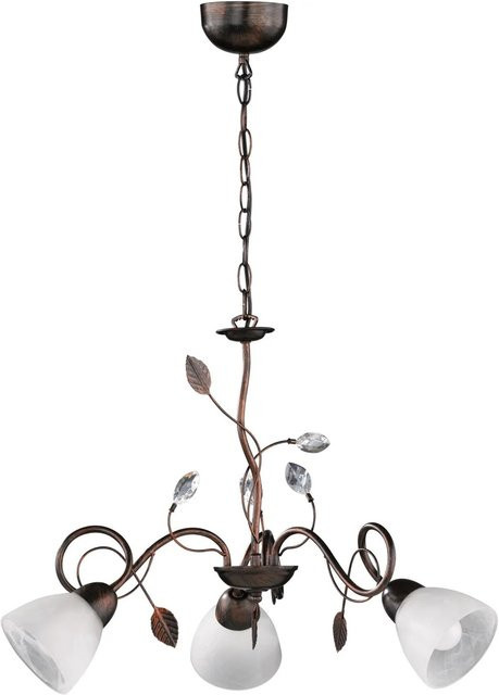 Trio Krone Traditio Pendelleuchte in Rost Antik mit Glas und Kristall, B/T/H: 150 x 70 x 70 cm - Bild 1