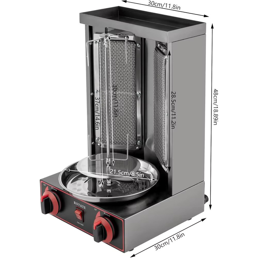 Bymaocar Kebab-Maker Gasgrill, vertikaler Barbecue-Grill in Silber, B/T/H: 48,0 x 30,0 cm - Bild 4