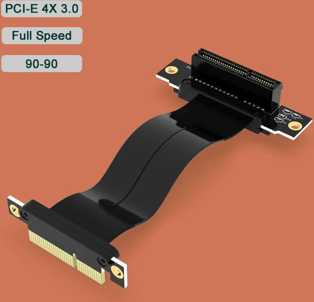 Haoyexin PCI Express PCI-E 4X Adapter-Riser-Karte, 90-Grad-Konverterkarte für Servergehäuse und Computer, PCI-E 3.0 x4 auf X4, Schwarz - Bild 1
