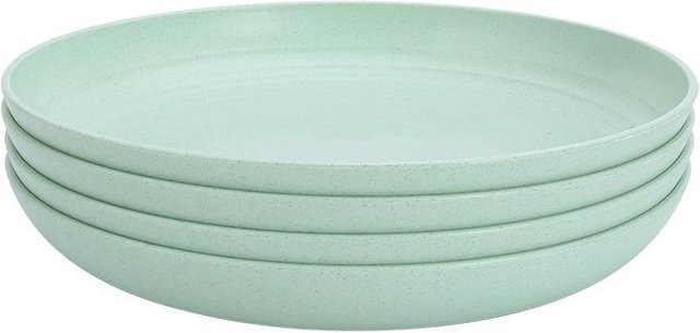 Yiran Furniture Geschirrset aus Weizenstroh, 4-teiliges Essteller-Set, Durchmesser: 22,86 cm, Farben: Blau, Pink, Grün, Beige - Bild 1