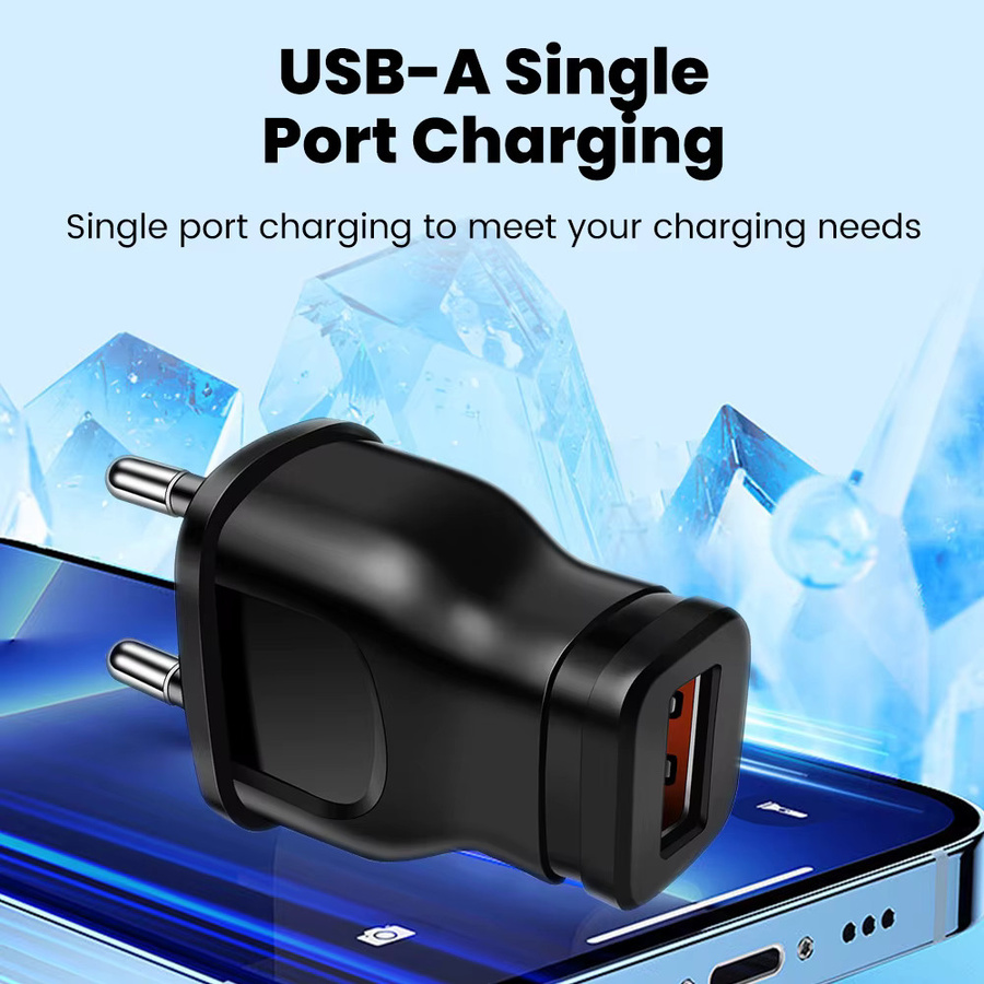 Elough USB-Reiseladegerät mit EU/US-Konvertierungsstecker, 1A 5W Ladekopf für Smartphone, Schwarz - Bild 2