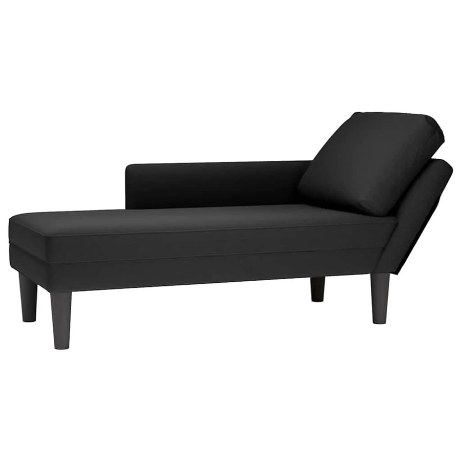 vidaXL Chaiselongue mit Kissen und rechter Armlehne in Schwarz aus Samt, B/T/H: 132,0 x 70,0 x 56,0 cm - Bild 2