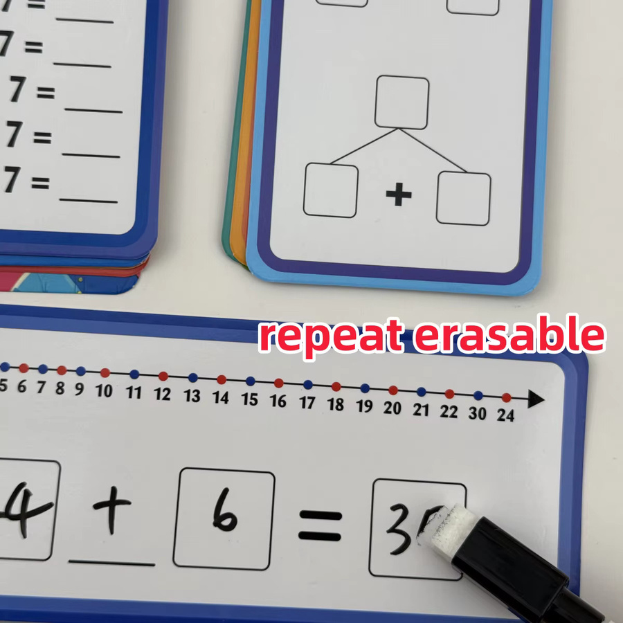 15-teiliges Set Mathematik Lernkarten für Addition Subtraktion Multiplikation Division und Brüche, löschbar und wiederverwendbar, mehrfarbig - Bild 2
