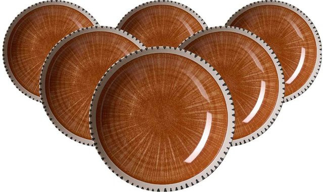 Ritzenhoff & Breker Suppenteller Natura aus Steinzeug, Braun, 6er Set, Durchmesser: 21 cm - Bild 1