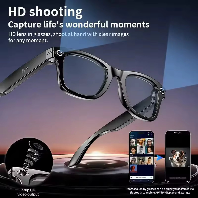 GUHUAVMI Intelligente Sonnenbrille mit Pixel-HD-Kamera, Bluetooth-Anruf, KI-Echtzeit-Übersetzung und Objekterkennung in Schwarz oder Blau - Bild 2