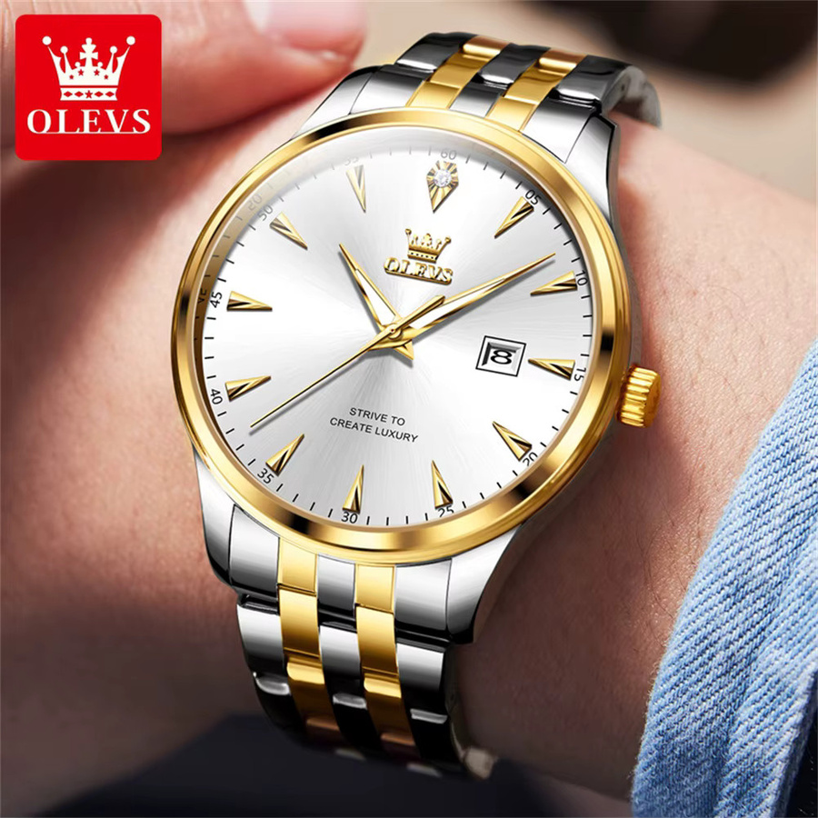 OLEVS Armbanduhr, Quarz, Edelstahl, Datum, Herren - Bild 4