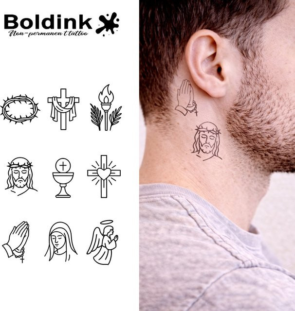 BOLDINK Retro-Kreuz-Tattoo-Aufkleber, Unisex - Bild 1
