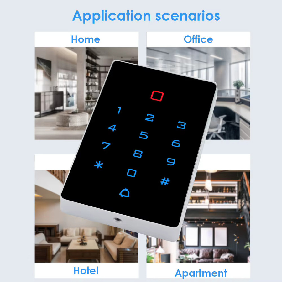 LUCKING DOOR Wasserdichtes Touch-Zutrittssystem mit WLAN-Unterstützung, Tuya App, Hintergrundbeleuchtetem Tastenfeld, RFID-Kartenleser und Wiegand 26 I/O, Schwarz - Bild 2