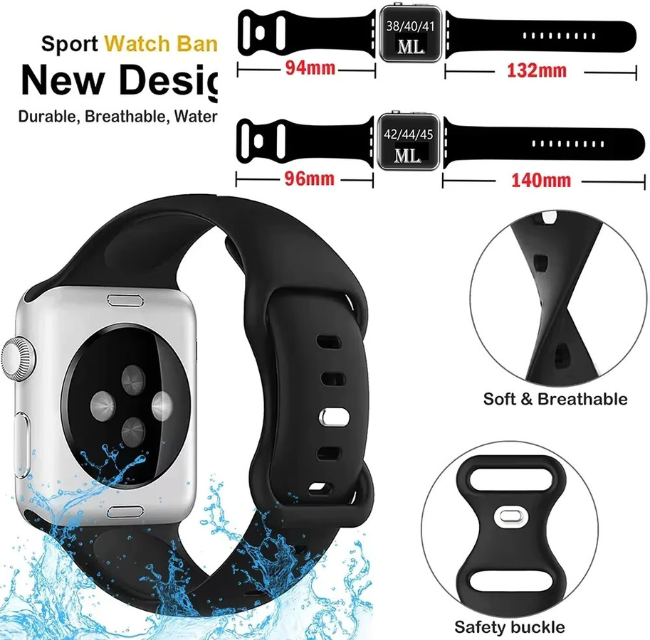 Uhrenarmband Silikon, Schwarz, Unisex - Bild 2