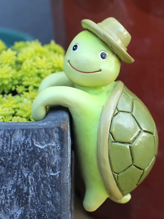 Dekorative Schildkröten-Harzskulpturen in Grün und Multicolour für Garten, Balkon und Hof - Bild 6