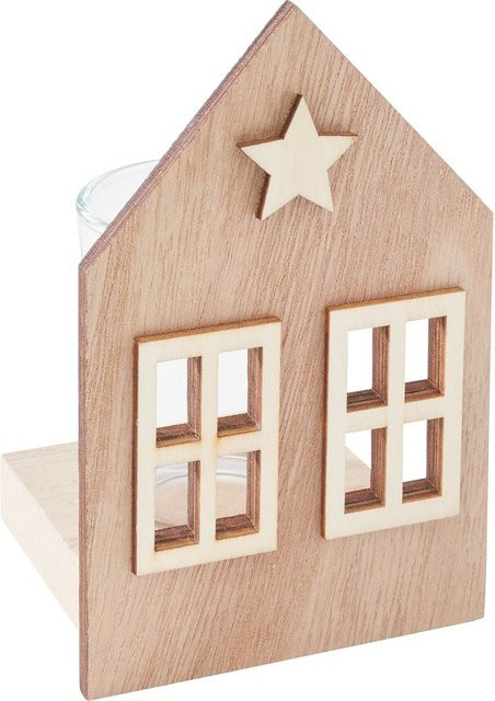 VBS Teelichthalter Haus in Beige für Teelichter und LED-Teelichter - Bild 1