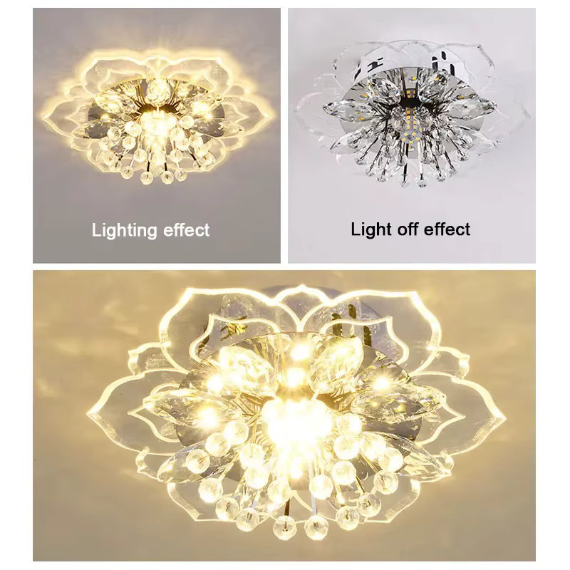 TRAZOS Moderne LED Deckenlampe aus Kristall für Wohnzimmer und Schlafzimmer in Transparent mit warmweißem Licht - Bild 2