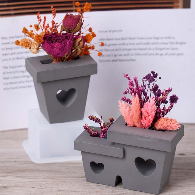 UDOCOOL Silikon Form für DIY Hohl Plug-in Vasen zur Gestaltung von Gips- und Harz-Blumengestecken in Weiß - Bild 1