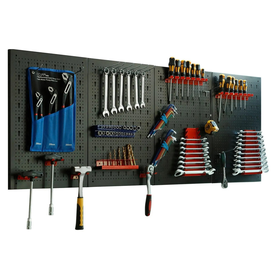 CCLIFE Werkzeugwand aus Metall mit 52-teiligem Zubehör, Schwarz, B/H/T: 160 x 60 x 2 cm - Bild 2