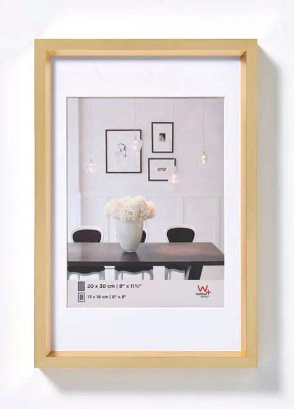 Steel Style Bilderrahmen Gold mit Passepartout und Glas, Rechteckig, B/H: 18 x 24 cm - Bild 1