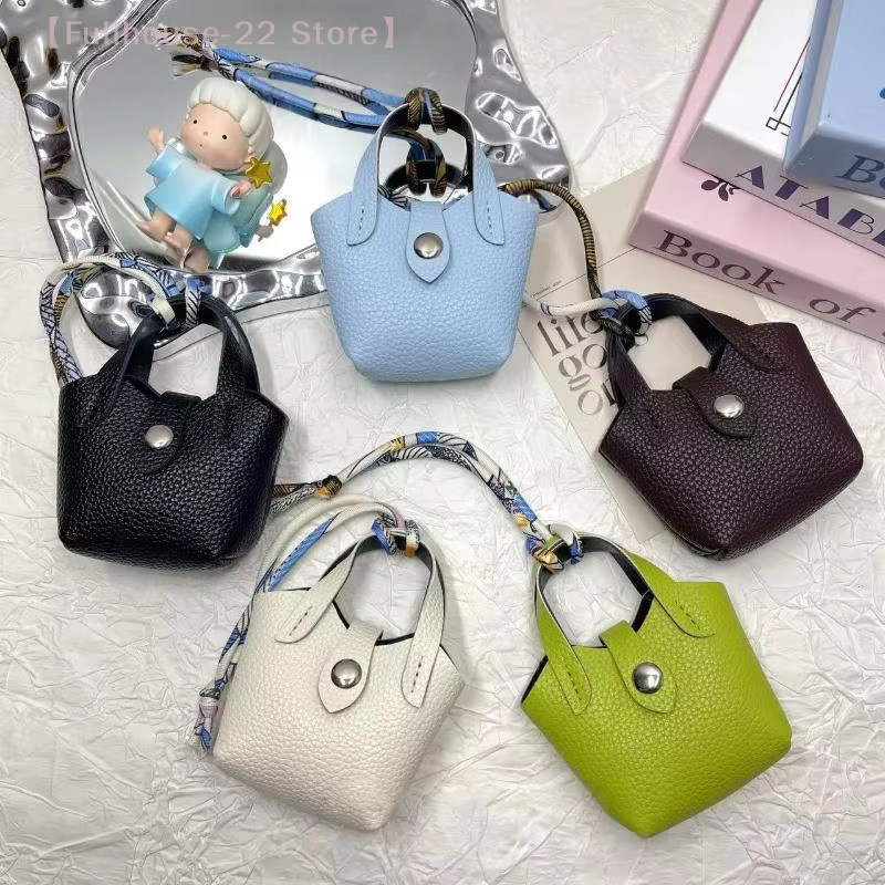 Taschenanhänger Leder, Mini-süßer Korb, Bluetooth-Kopfhörertasche - Bild 2