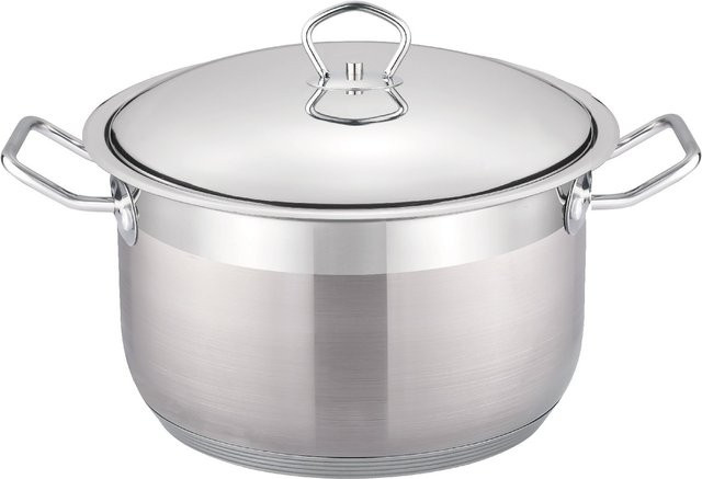 Cheffinger Edelstahl Kochtopf mit Deckel, Silber, Induktion geeignet, Antihaftbeschichtung - Bild 1