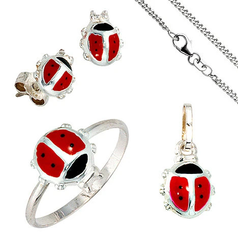 Colfem Schmuck-Set Marienkäfer, 925 Silber, Kinder - Bild 1