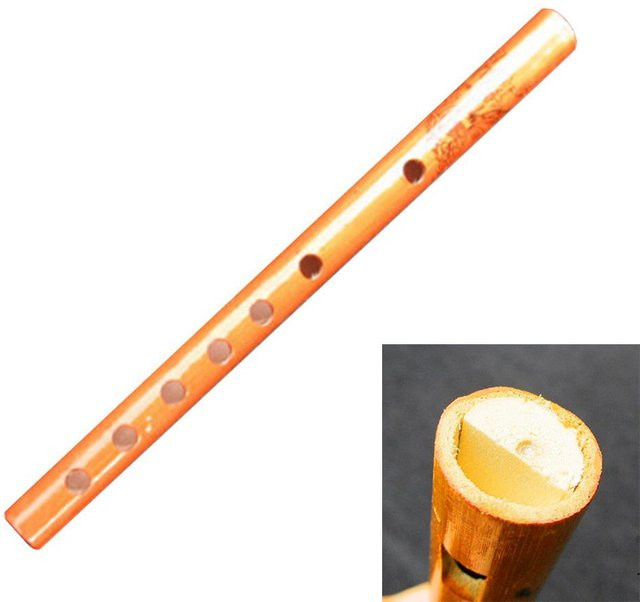 Kidsly Chinesische Traditionelle 6 Löcher Bambusflöte, Musikinstrument, Holz Farbe - Bild 1