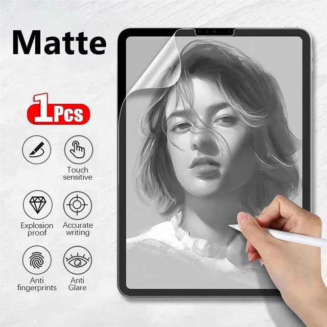 Mattierte Papierähnliche Displayschutzfolie für Apple iPad Pro, Air, Mini und iPad Generationen, Transparent - Bild 1