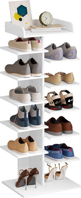 WOLTU Schuhschrank Weiß, 12-stufiges Schuhregal aus Holzwerkstoff für Flur und Wohnzimmer - Bild 1