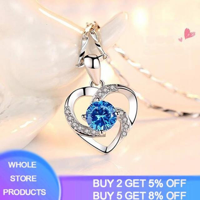 YIRAN Jewelry Halskette 925 Silber, Kristall, Zirkonia, Herz Anhänger, 45cm, Damen - Bild 1