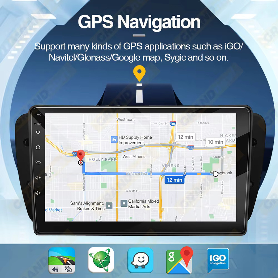 Grandnavi Android 14 Multimedia Autoradio mit 9 Zoll IPS Display für SEAT Ibiza MK4 6J 2008-2015, Schwarz, inklusive GPS und drahtlosem CarPlay - Bild 4