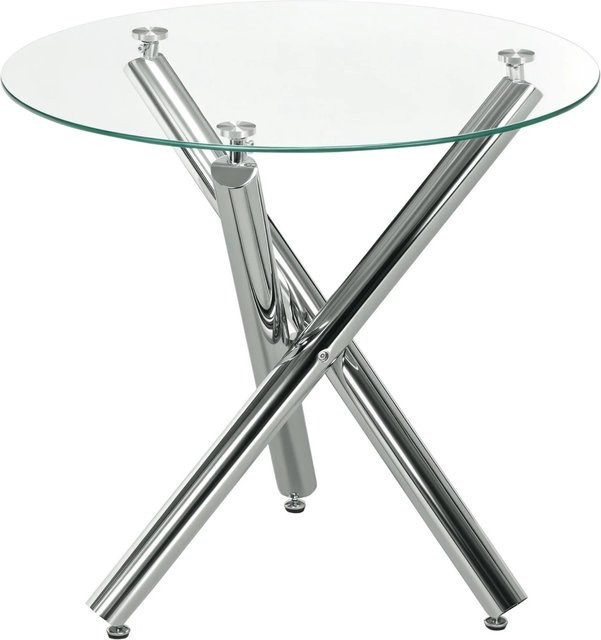 HOMCOM Esstisch für 4 Personen aus Glas und Stahl in Transparent, Durchmesser: 80 cm, Höhe: 74 cm - Bild 1